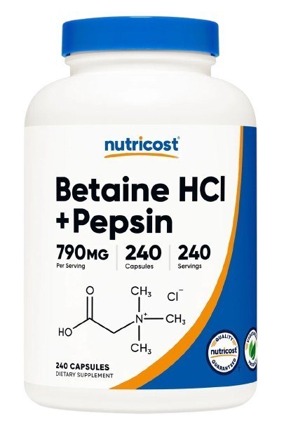 Nutricost NUTRICOST Betaine HCl + Pepsin - Betaina HCl z pepsyną (240 kaps.)