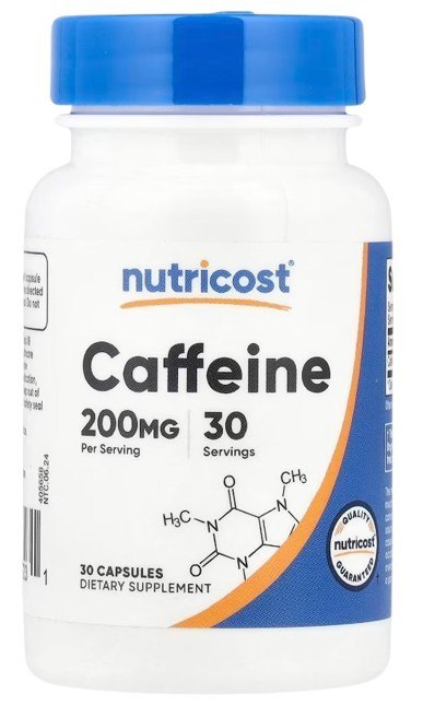 Nutricost NUTRICOST Caffeine 200 mg - Kofeina (30 kaps.)