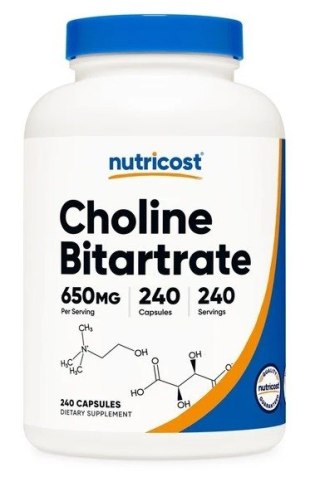 Nutricost NUTRICOST Choline Bitartrate - Dwuwinian choliny (240 kaps.)
