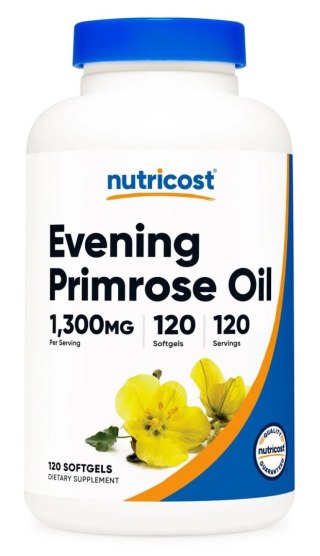 Nutricost NUTRICOST Evening Primrose Oil 1300 mg - Olej z wiesiołka (120 kaps.)