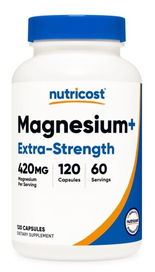 Nutricost NUTRICOST Magnesium+ Extra Strength - Tlenek magnezu + Glicynian magnezu (120 kaps.)