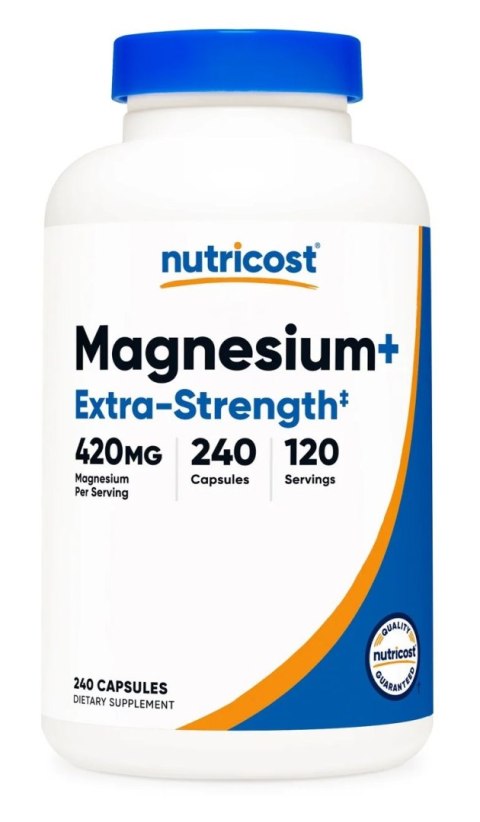 Nutricost NUTRICOST Magnesium+ Extra Strength - Tlenek magnezu + Glicynian magnezu (240 kaps.)