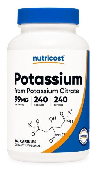 Nutricost NUTRICOST Potassium Citrate 99 mg - Cytrynian Potasu (240 kaps.)