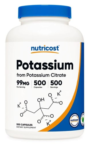 Nutricost NUTRICOST Potassium Citrate 99 mg - Cytrynian Potasu (500 kaps.)