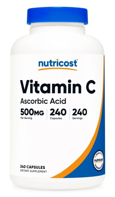 Nutricost NUTRICOST Vitamin C Ascorbic Acid 500 mg - Witamina C - Kwas askorbionowy (240 kaps.)