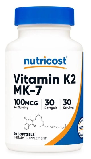 Nutricost NUTRICOST Vitamin K2 MK-7 100 mcg - Witamina K2 (30 miękkich kaps.)