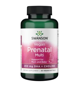 Swanson SWANSON Vegan Prenatal Multi z 200 mg DHA i Choliną (90 kaps.)
