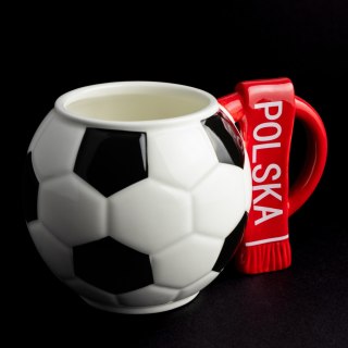 Kubek piłka z szalikiem - Polska - prezent dla piłkarza - XXL 700 ml