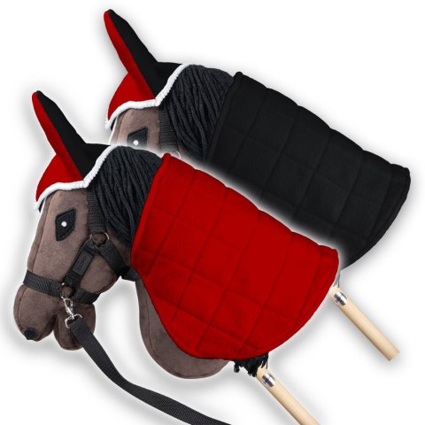 Derka dwustronna i nauszniki Skippi dla Hobby Horse - czerwony i czarny