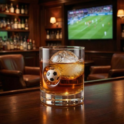 Piłkarska szklanka do whisky - piłka zatopiona w szkle - prezent dla kibica