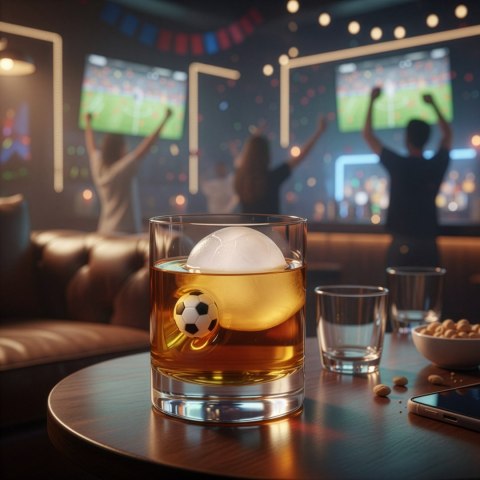Piłkarska szklanka do whisky - piłka zatopiona w szkle - prezent dla kibica