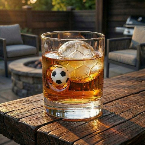 Piłkarska szklanka do whisky - piłka zatopiona w szkle - prezent dla kibica