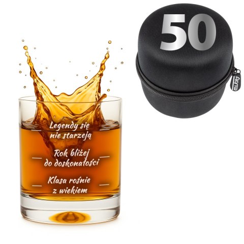 Urodzinowa szklanka do whisky z nadrukiem - prezent na 50-tkę