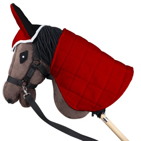 Zestaw Skippi - Hobby Horse Gniady - Derka i nauszniki - czerwona i czarna