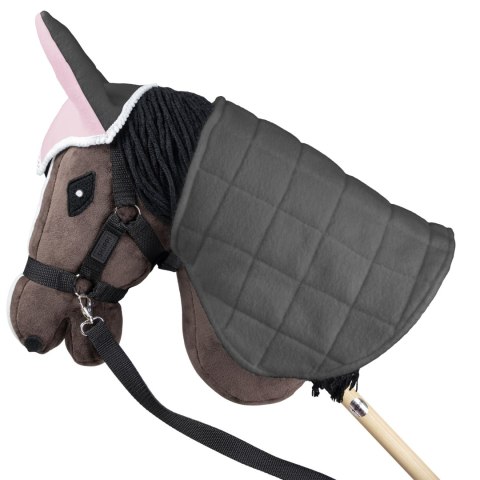 Zestaw Skippi - Hobby Horse Gniady - Derka i nauszniki - różowa i szara
