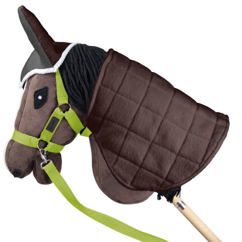 Zestaw Skippi - Hobby Horse Gniady - Derka szary i brąz - Kantar j-zielony