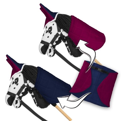 Zestaw Skippi - Hobby Horse Karo - srokaty - Derka fuksja i granat