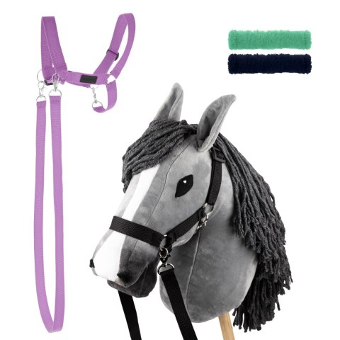 Zestaw Skippi - Hobby Horse Szary i dodatkowy Kantar - lawendowy
